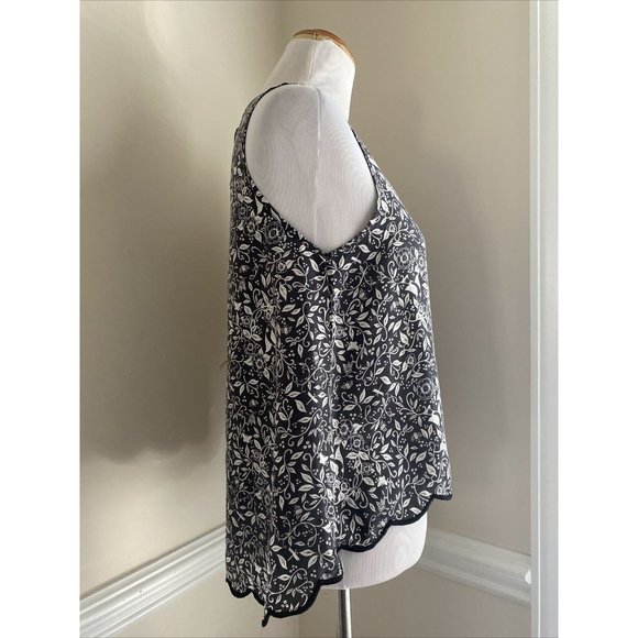 FLANNEL AMERICA Silk Tank Top Size 1 Gray Lightweight fits Small Floral - Picture 2 of 6